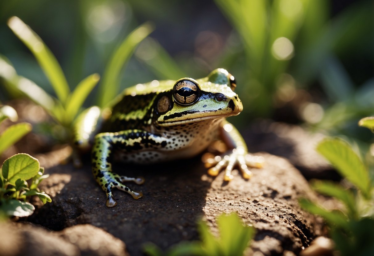A garden frog consumes dozens of insects daily in its natural habitat, contributing to the conservation of the ecosystem