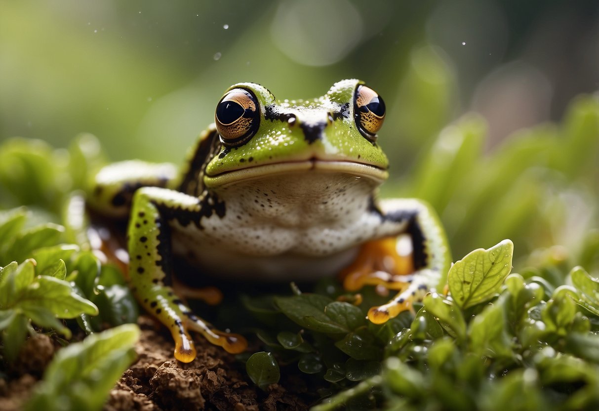 A garden frog gobbles up dozens of insects daily, leaping and snapping its tongue with precision