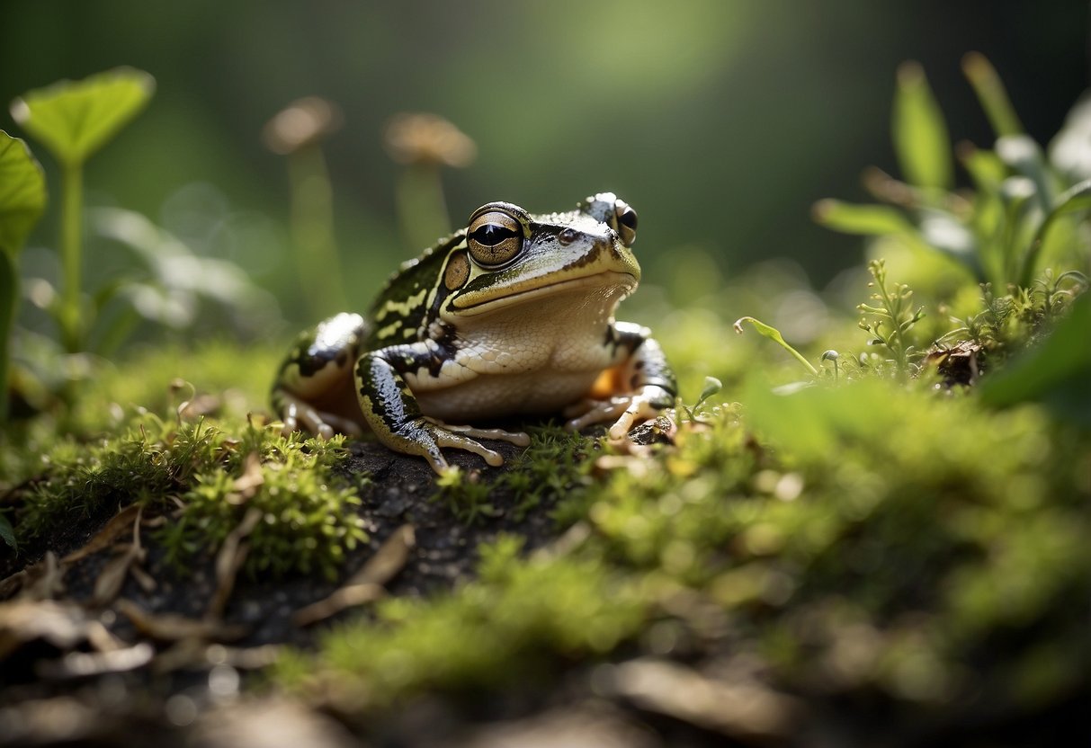 Frog and toad conservation programs worldwide, featuring diverse habitats and species. Educational materials and volunteers working together to protect these amphibians