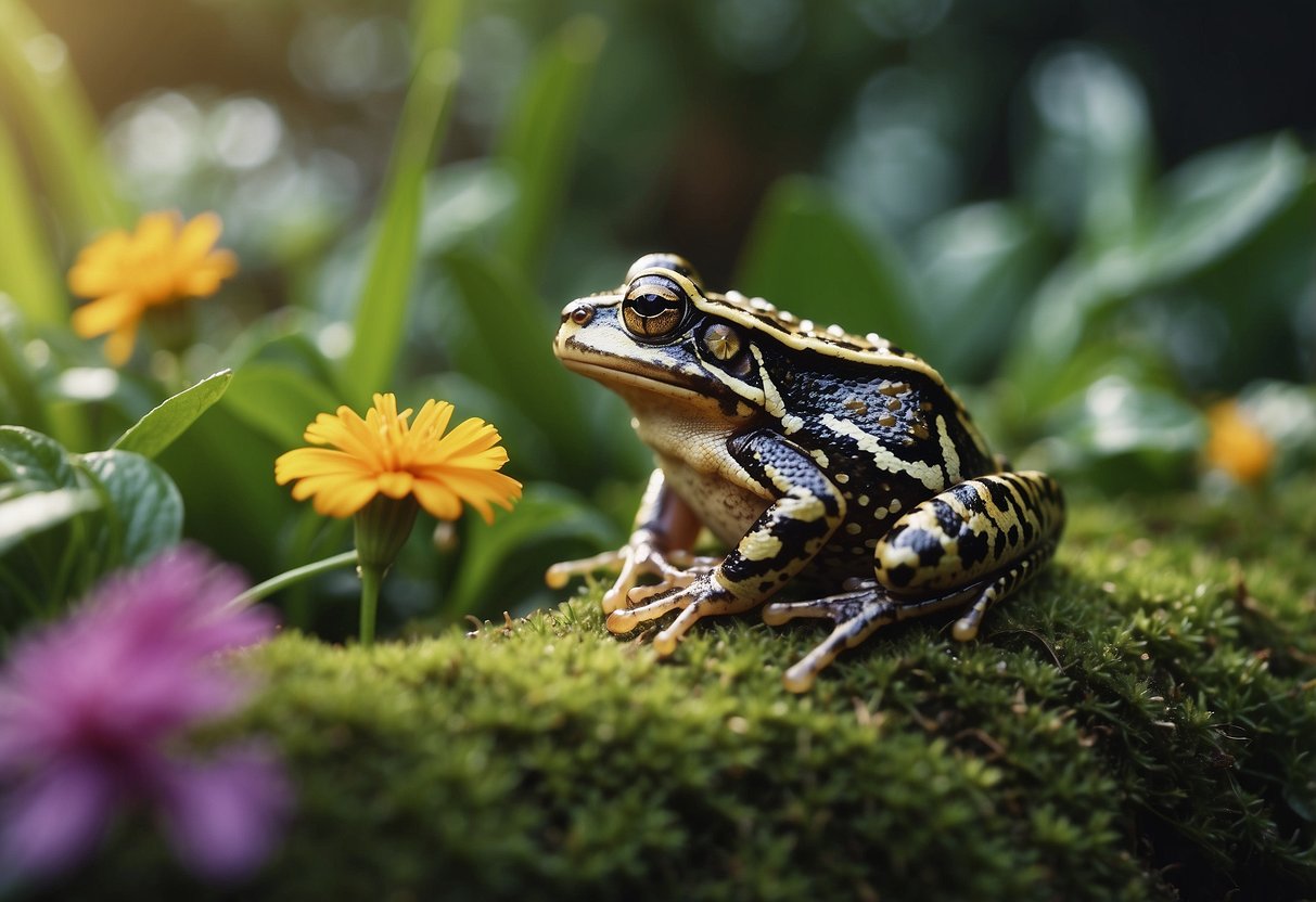 Frogs and toads hunting pests in a garden