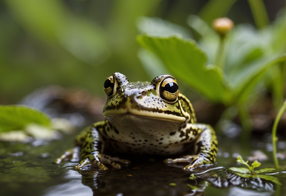 Frogs and toads thriving in lush, diverse habitats. Wetlands teeming with life, from tadpoles to mature amphibians. Scientists releasing captive-bred individuals into the wild